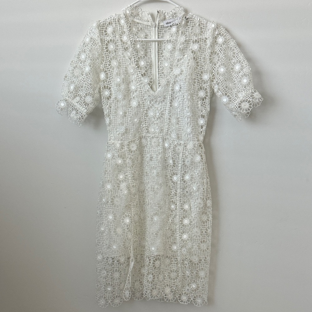 Alice McCall White Floral Eyelet Lace Mini Dress Size: 6